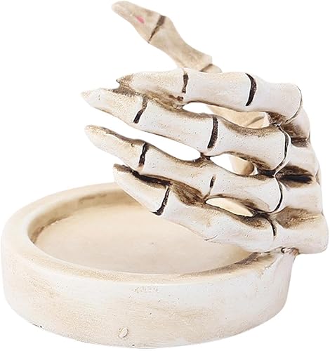 Miniatura 1 de Decoración de portavelas de Halloween, adorno de candelabro de mano de esqueleto de resina, soporte de vela de Halloween gótico aterrador,