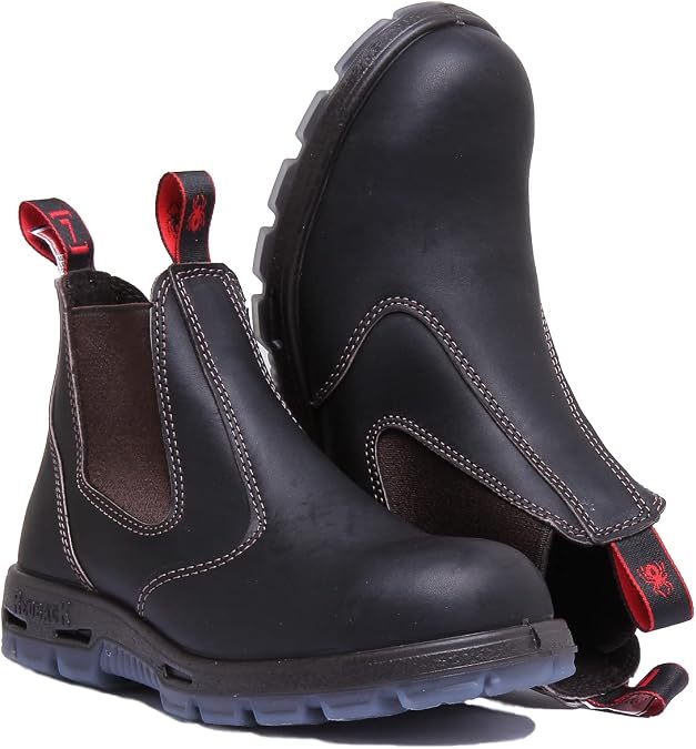 Redback USBOK Chelsea Boots Claret Brown with Steel Toe Cap from Australia (UK size 12)