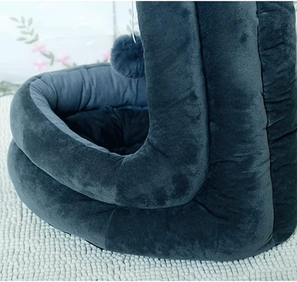 Dog Beds Cute Pet Bed Washable Cat Basket Warm Bed with Pillow Removable Pet Mat Cat Supplies(Dark Grey,50x48x43cm)