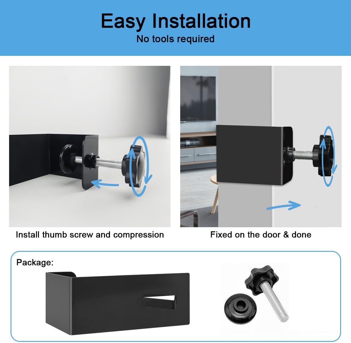 TUPSKY Lock Box Door Mount Bracket, Adjustable Hook, Black, 1‑Pack | for key emergency access, fits varying door thickness & height, easy installation, great for home & rental property use