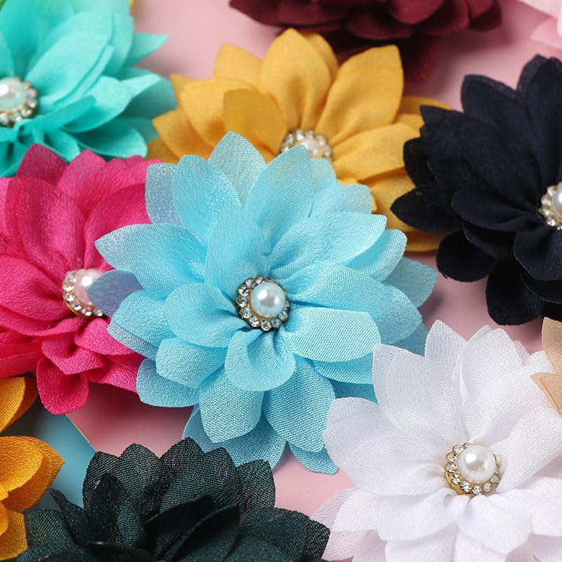 Image of Ximimark 22pcs 2.2inch (5.5cm) Fashion Flower (No Hair Clips) Pearl Center Cute Hair Accessories, For DIY Hair Set Making Dress Brooch Sandal Flowers Supplies For Headband Center