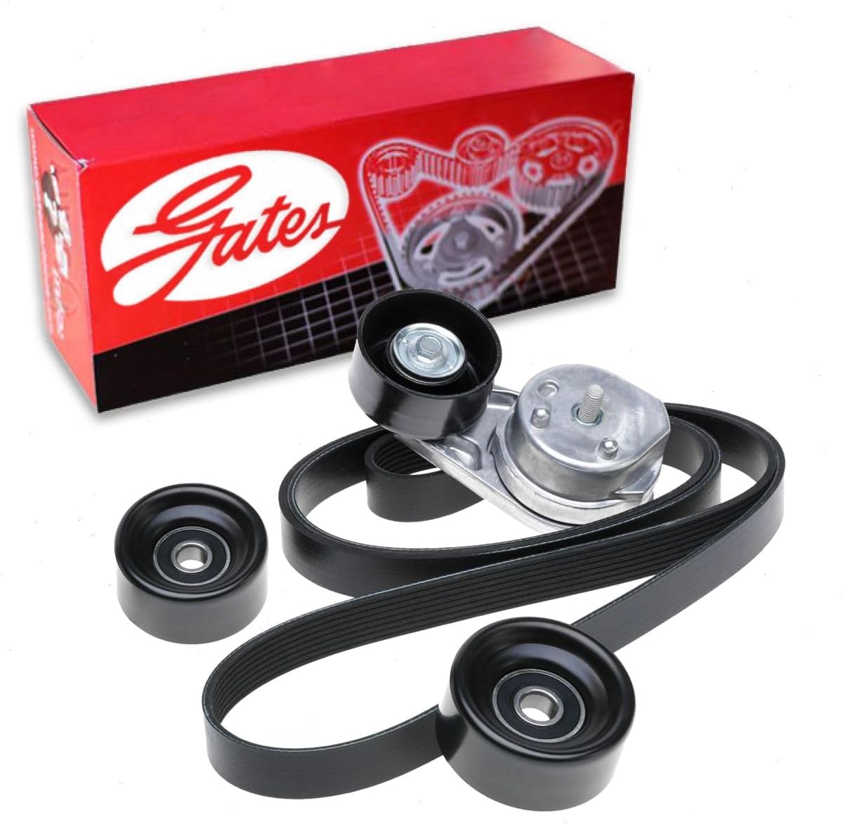 Gates Complete Serpentine Belt Drive Component Kit compatible with Ford F-350 Super Duty 6.7L V8 2012-2016