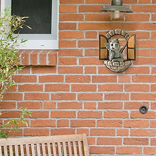 Beenle-Icey Courtyard Dinosaur Sculpture Wall Decoration, Weatherproof Resin Statue Miniatures, Lovely Dragon Garden Ornaments for Patio Yard (Dinosaur)
