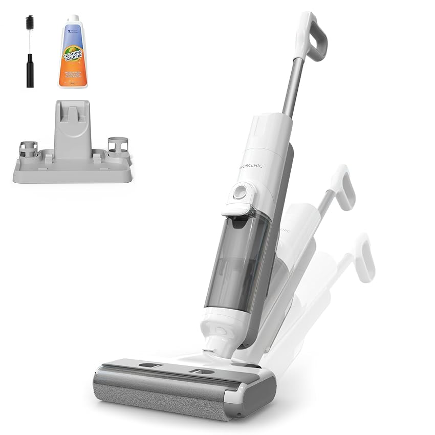 Proscenic F10 Ultra Aspirapolvere senza fili Lavapavimenti 3-in-1, per Solidi e Liquidi da 60 Minuti, Aspirapolvere Leggero per Solidi e Liquidi 1,3L, Autopulente, pulizia di Angoli e Bordi