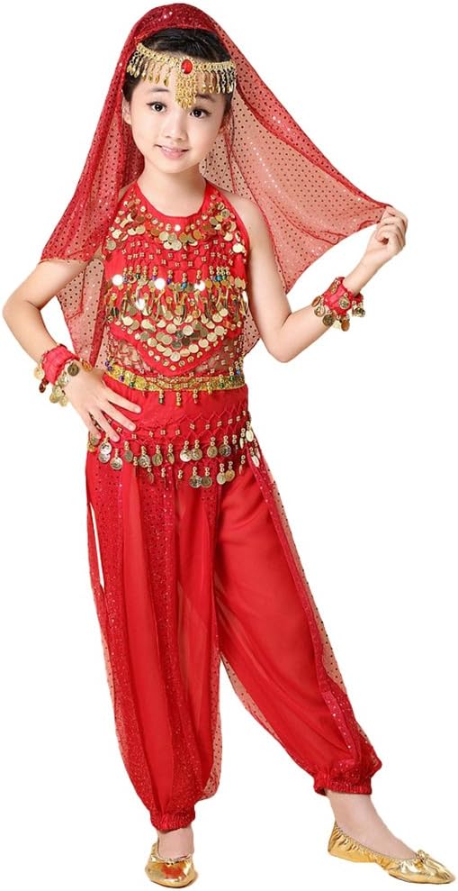 Anguang Kids Girl Belly Dance Costume Pants Suit Set Halloween Wear