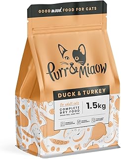 Purr & Miaow - Getreidefreies Alleintrockenfutter für ausgewachsene Katzen, Ente & Truthahn, 1,5 kg product image