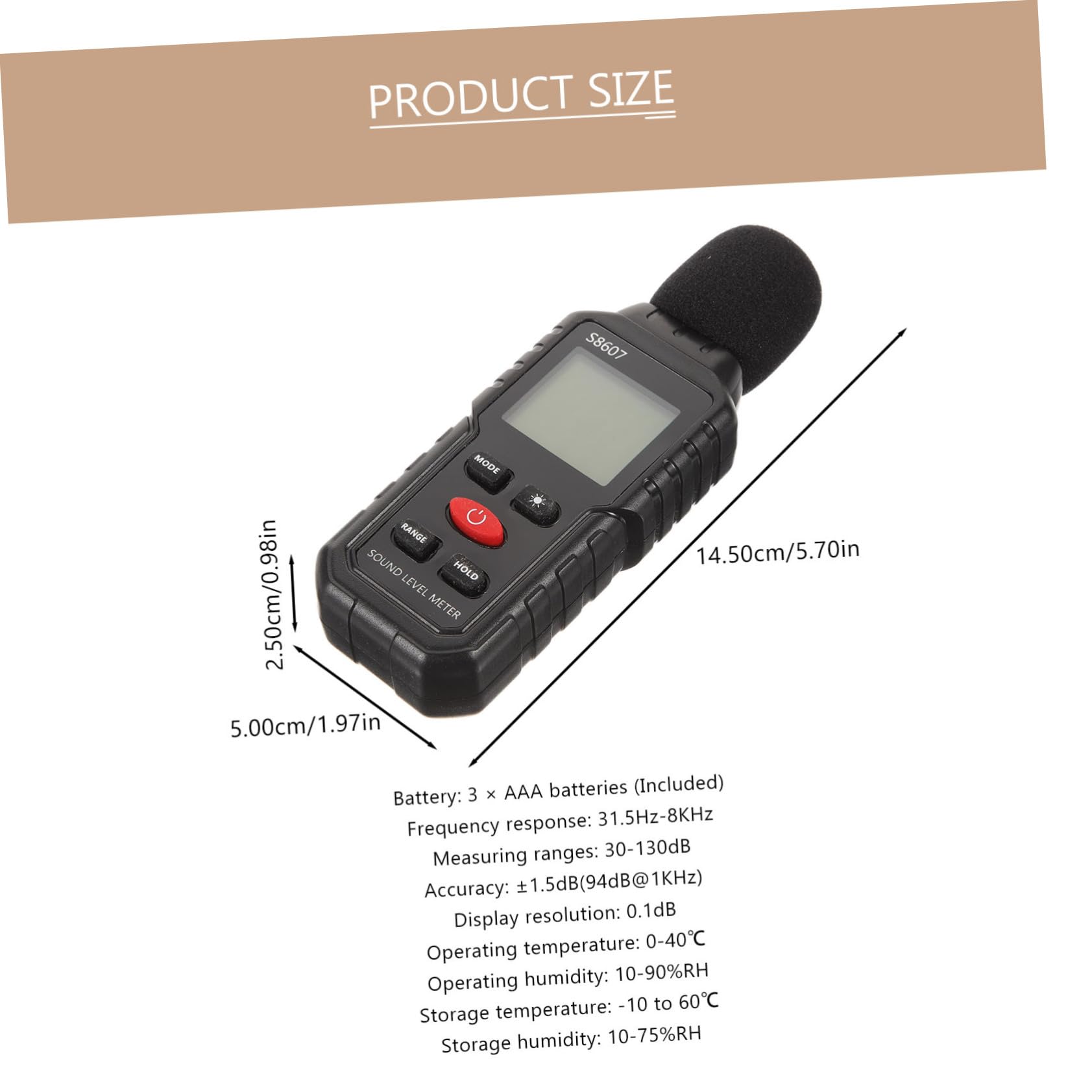 Unomor Decibel Meter Handheld Noise Tester Digital Display Large Screen Easy to Use Industrial Environmental Monitoring