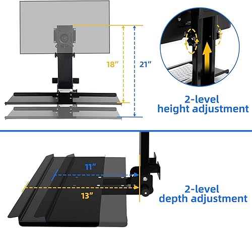 Miniatura 3 de Soporte de pared para monitor todo en uno con bandeja para teclado para Mac Mini y PC pequeñas; soporte de pared para monitor y teclado para