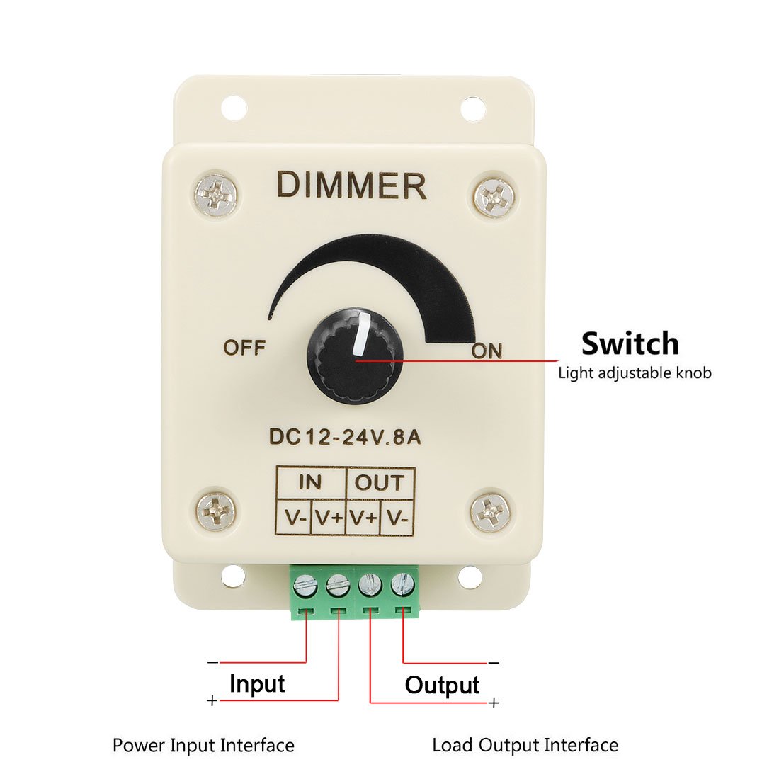 Sourcingmap Dimmer Controller Switch DC12-24V 8A Single Color Beige for LED Strip Bulb Lamp Light 2pcs - Image 2