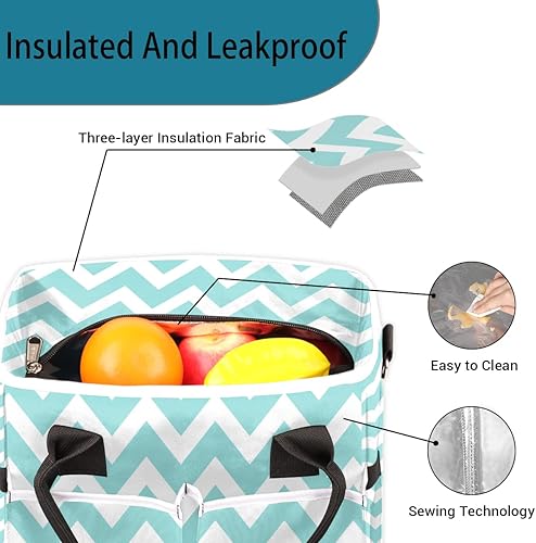 Miniatura 6 de Bolsa de almuerzo con forma de línea en zigzag para mujer, bolsa de almuerzo aislada con bolsillos para correa para el hombro, para adultos y