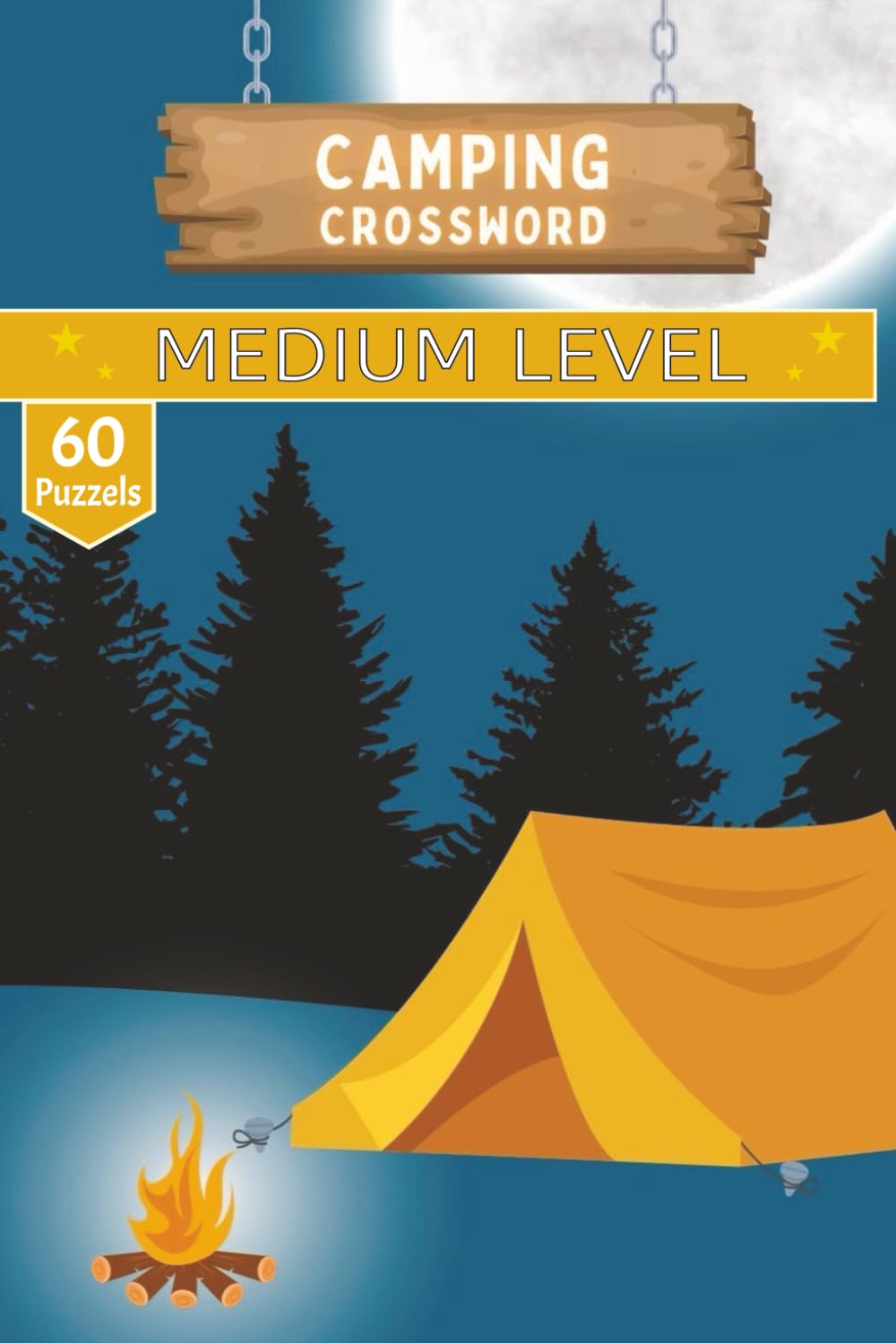 Camping Crossword book: 60 Camping Themed Crosswords | 120-Page Gift Book