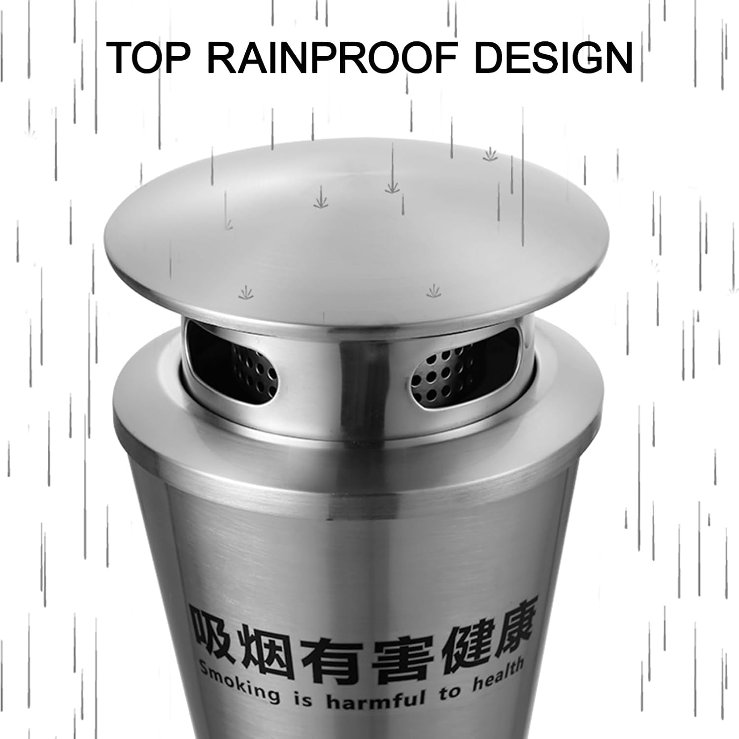 Standing Ashtray Outdoor, Stainless Steel Cigarette Butt Disposal, Smokers Outpost for use Outside of Commercial Office, Restaurants, Bars, Easy to Clean