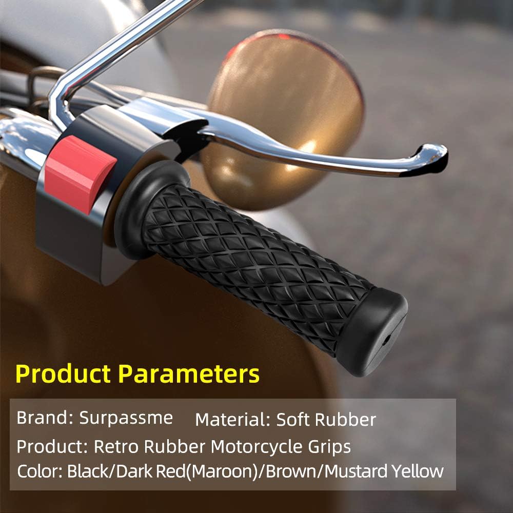Motorcycle Grips Non Slip Rubber Bar End Thruster Grip 7/8" 22mm 24mm Motorcycle Comfort Hand Handlebar Grip Thruster Grip