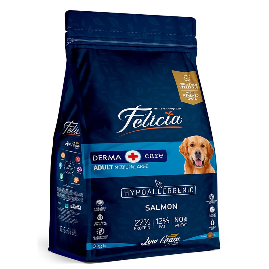 Felicia Düşük Tahıllı Hipoalerjenik Somonlu Orta Ve Büyük Irk Yetişkin Köpek Maması 3kg