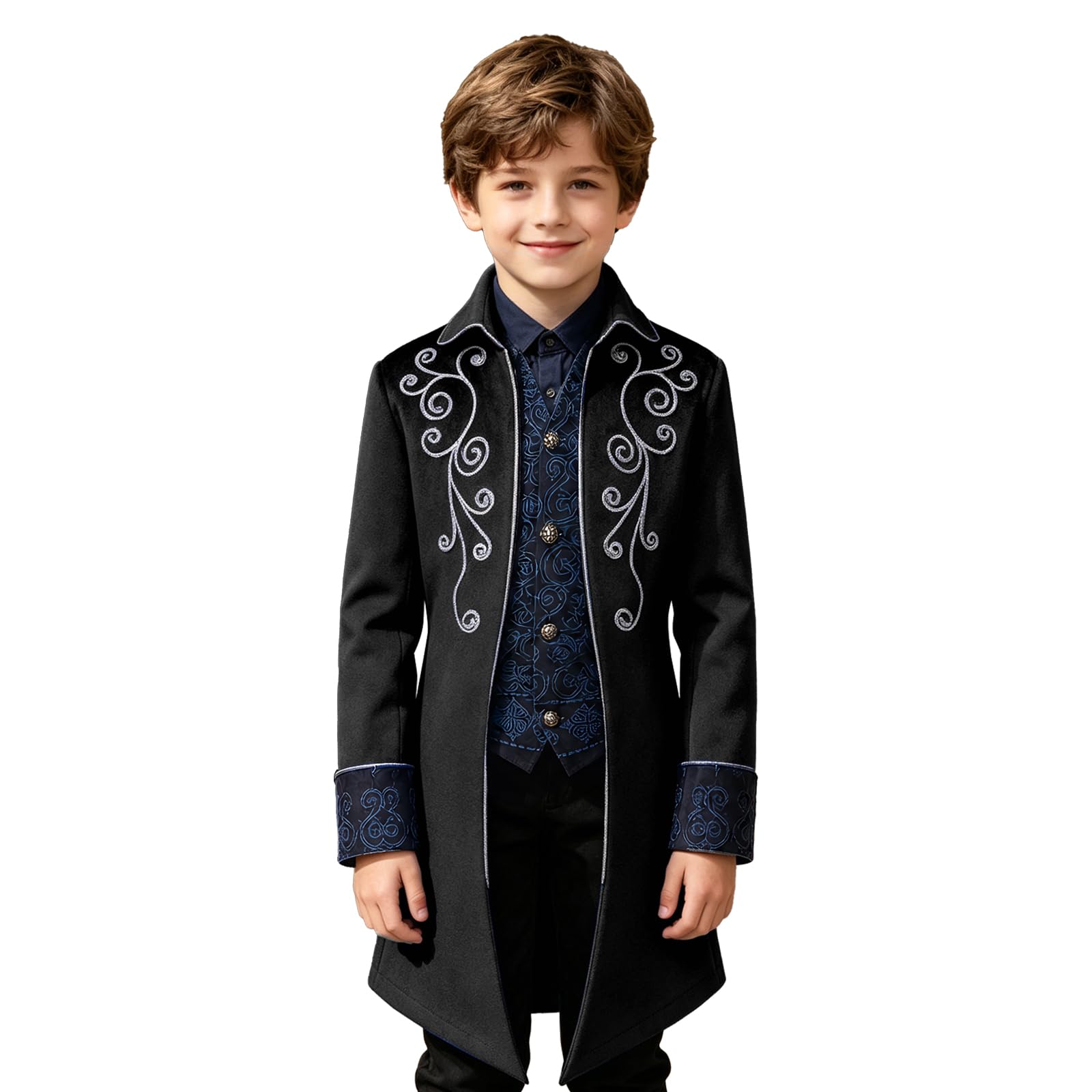 Kids Medieval Steampunk Jacket Boys Victorian Renaissance Tailcoat