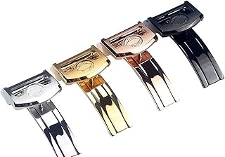 GANYUU Para hebilla de correa IWC de acero inoxidable 316L hebilla plegable de 18 mm (color: oro rosa)