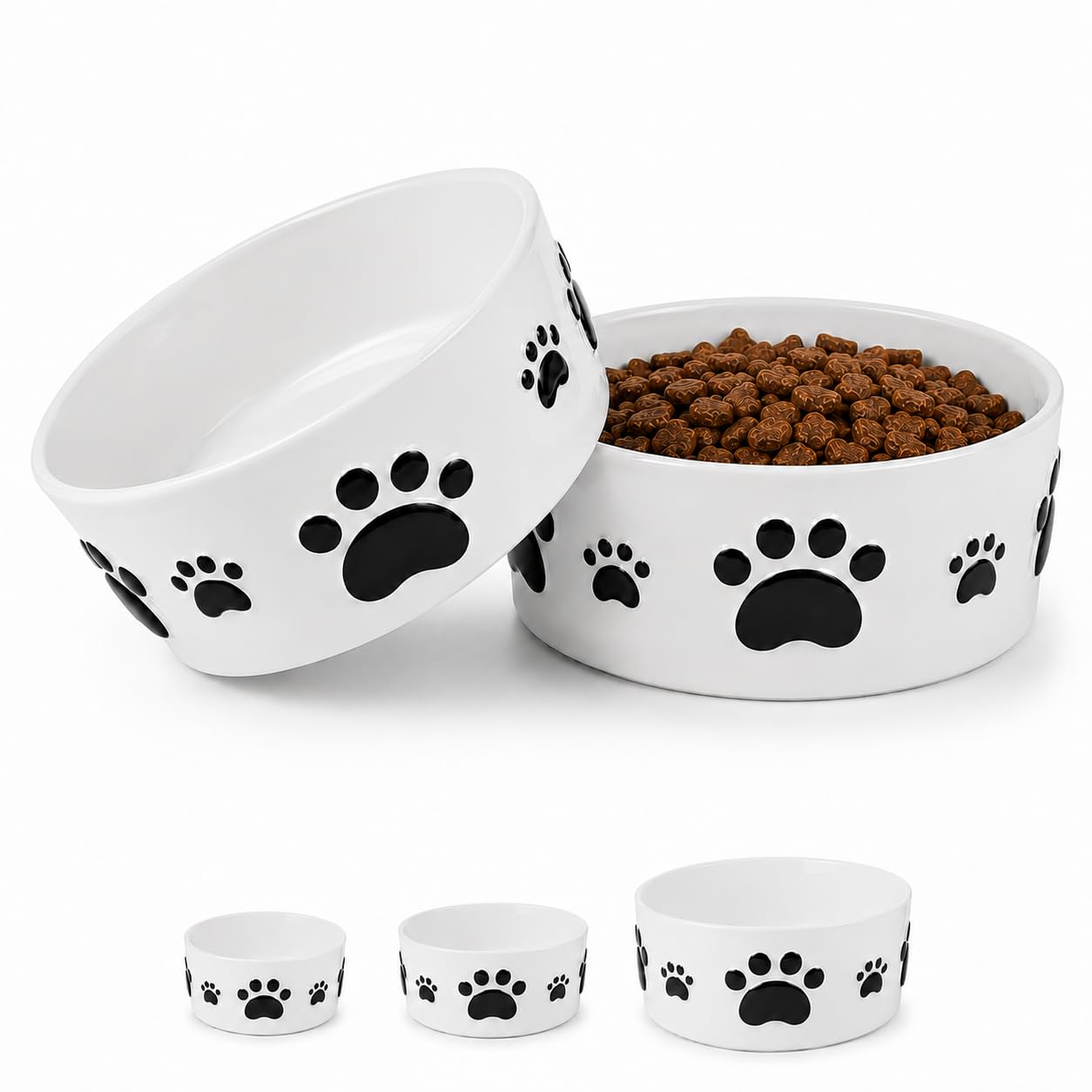 Keramik-Hundenäpfe für mittelgroße Hunde – 16,5 cm rund × 6,5 cm hoch, Hundefutternapf & Wassernapf für Hunde, mittelgroße Hundenäpfe mit Anti-Rutsch-Ringen – Futter- und Wassernäpfe für kleine bis