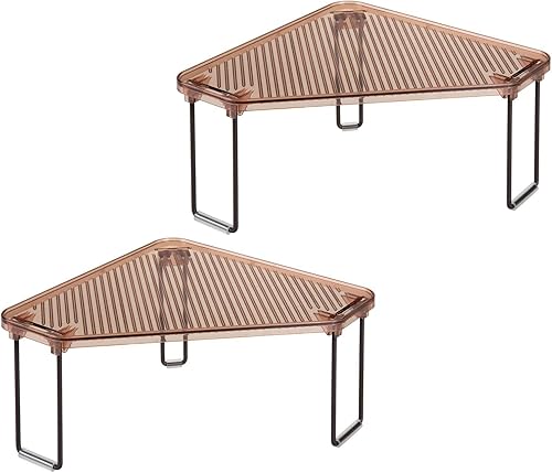 Miniatura 9 de mDesign Estante apilable de esquina de plásticoacero, estante organizador de almacenamiento para baño, tocador, encimera, fregadero, gabinete,