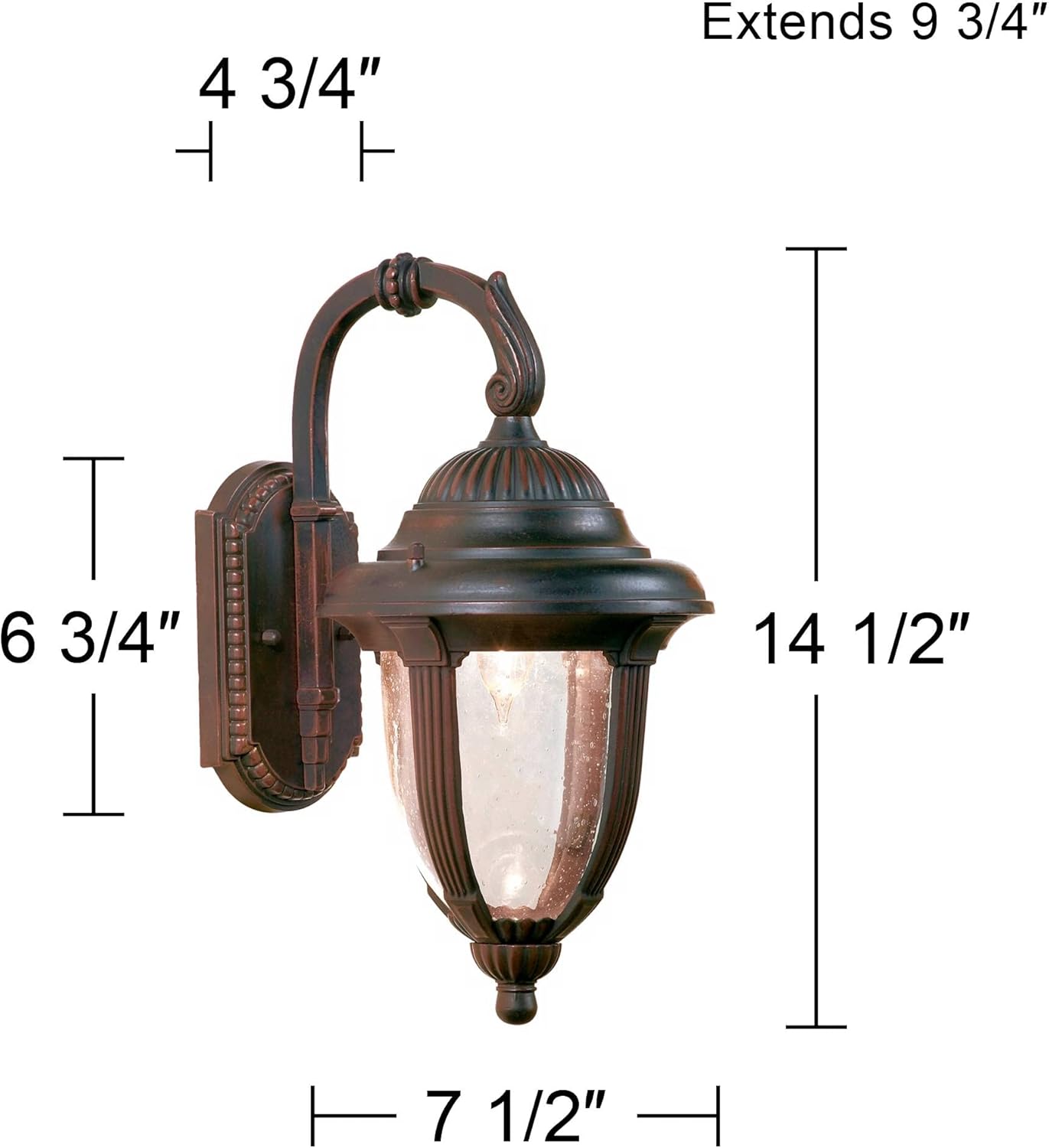 John Timberland Casa Sierra Rustic Farmhouse Vintage Outdoor Wall Light Fixture Bronze 14 1/2" Clear Seeded Glass for Exterior Barn Deck House Porch Yard Patio Outside Garage Front Door Garden
