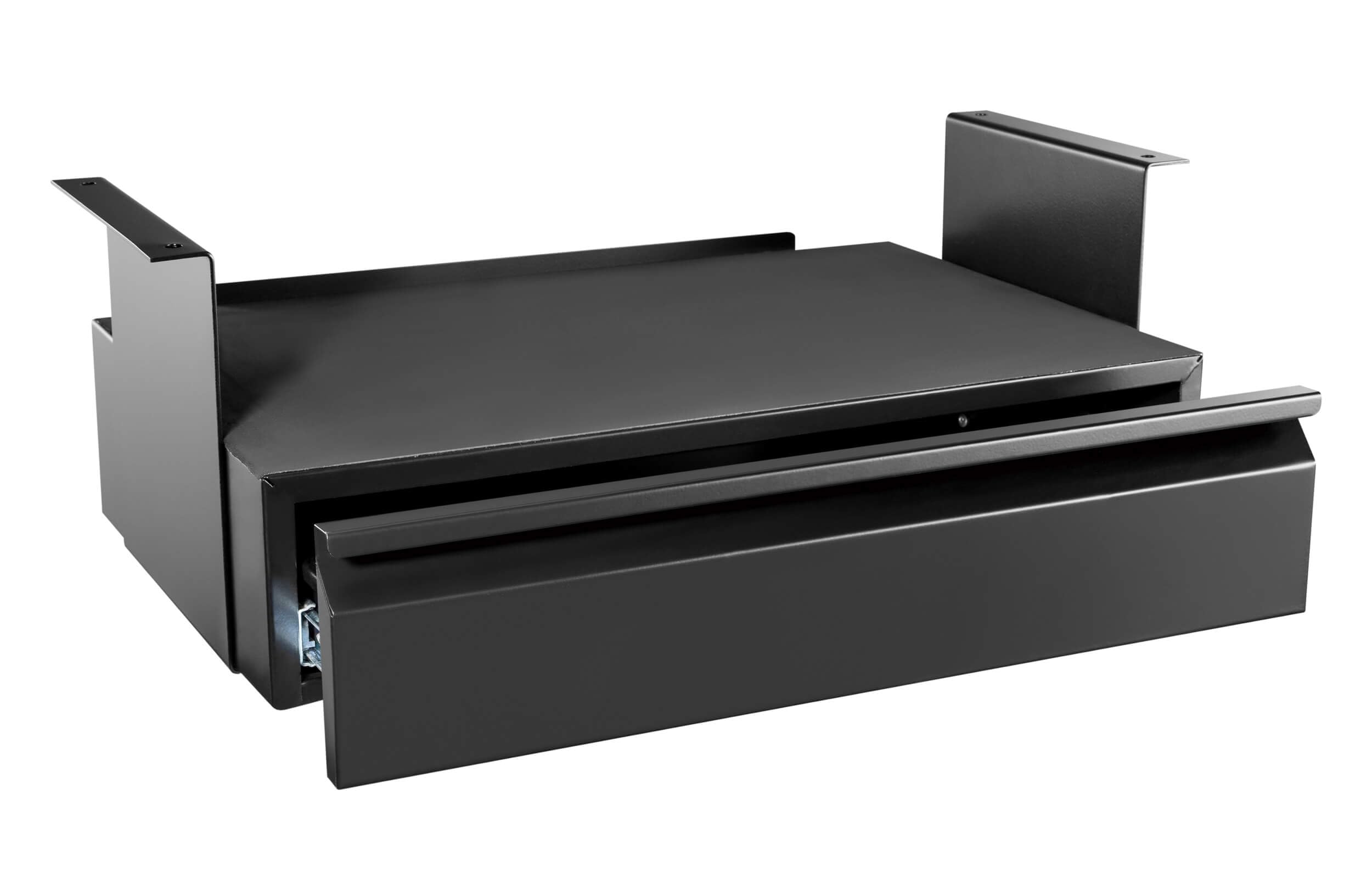 Eigentlich Schreibtisch Unterbau-Schublade mit Ablage B:51 x L:31-48 x H:19 cm, Schwarz - geräumige Schreibtisch Materialschublade mit Softclose, praktische Laptopablage