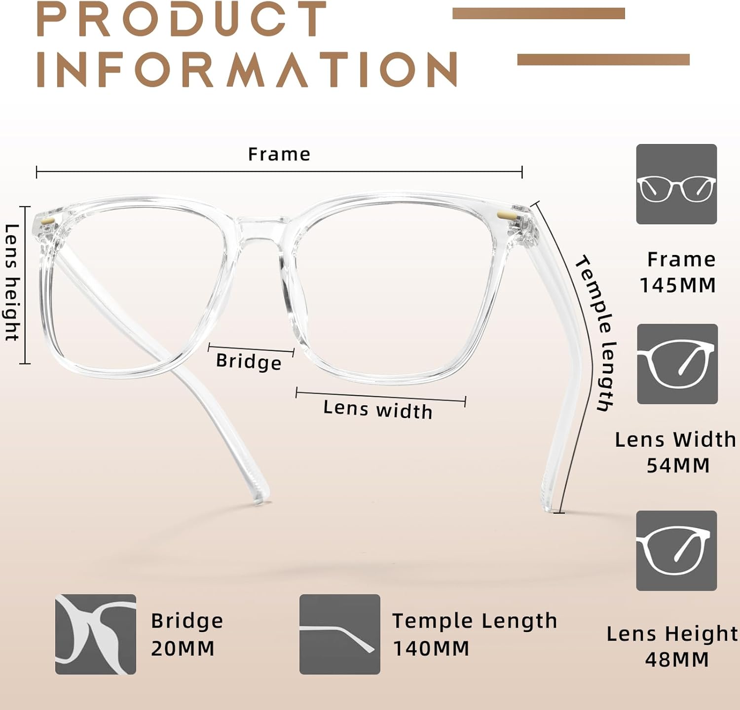 Oversized Square Blue Light Blocking Glasses for Women Men, Anti-Fatigue Computer Monitor Gaming Glasses Reduce Eye Strain(transparent) - Image 7