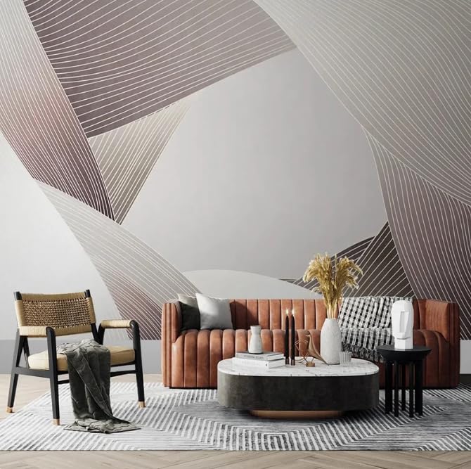 Papier peint moderne géométrique pour salon chaleureux - 2