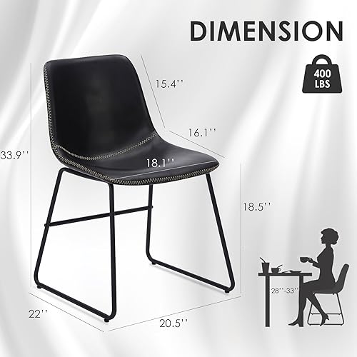 Miniatura 2 de Soohow Juego de 4 sillas de comedor modernas de mediados de siglo, sillas de cocina tapizadas de piel sintética con patas de metal, cómodas sillas
