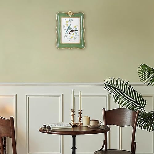 Miniatura 6 de Kangce Marco de fotos antiguo de 5 x 7 pulgadas, marcos de fotos ornamentados, marcos de fotos verdes festoneados, decoración rústica para el hogar