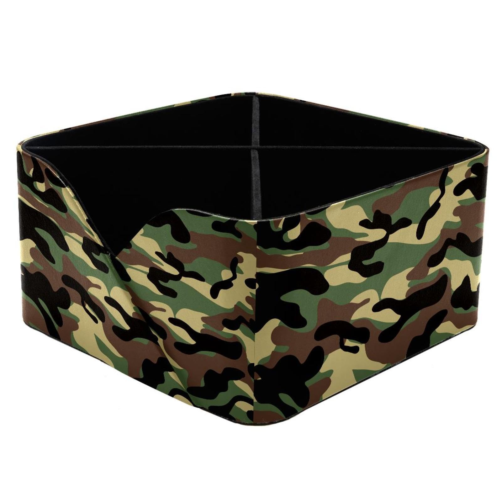 KengjuTesu Camouflage Print Desktop Organizer Pen Holder, Rectangular Pencil Cup for Office, Study and Makeup Stations