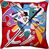 Kandinsky Modern Couch Pillow Cover - Red Painting | Abstract Toss Pillow | Modern Chair Cushion| Co