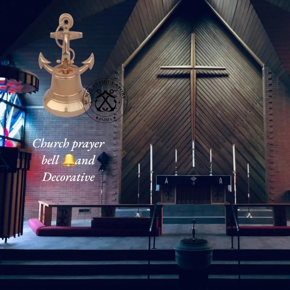 5 Inch Antique Gold Anchor Ship Bell – Nautical Marine Bell for Door or Wall Mount – Vintage Maritime Decorative Bell for Home, Bar, and Gifts – Solid Aluminum Coastal Décor