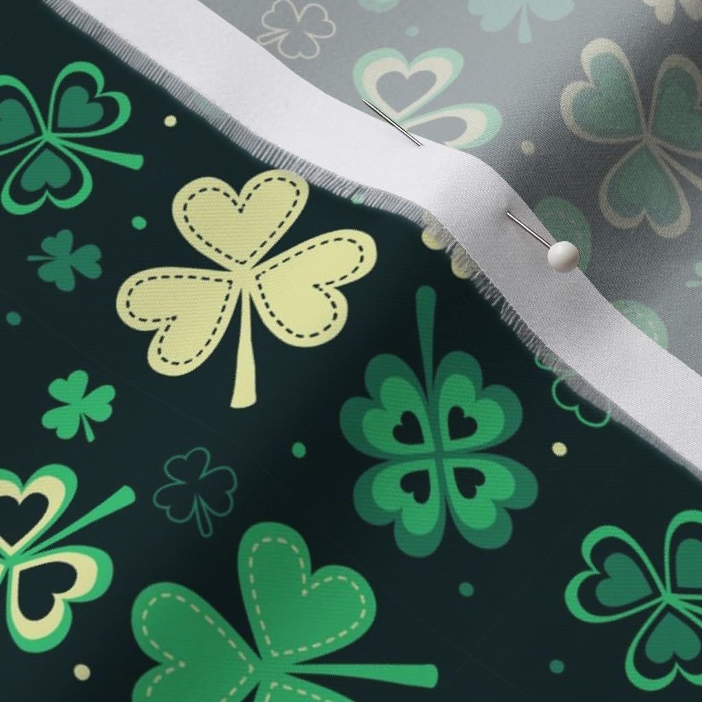 Spoonflower Fabric - Clovers St Patricks Day Clover Holiday Lucky Irish Cute Light Green Printed on Organic Cotton Sateen Fabric by The Yard - Sewing Quilting Apparel Home Decor