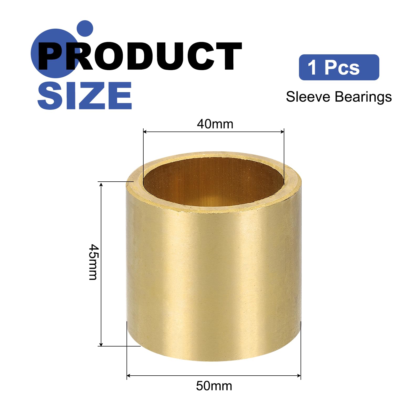 sourcing map Roulements à manchon, alésage 40 mm x 50 mm de diamètre extérieur x 45 mm de longueur, bagues auto-lubrifiantes en bronze fritté
