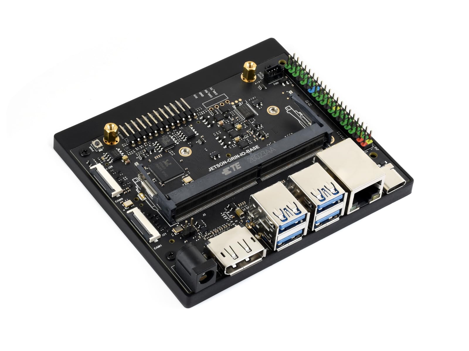 Waveshare Jetson Orin Nano/NX AI Development Board, with Two 4-Lane CSI Ports, Two M.2 Key M and One M.2 Key E Ports, 5 USB Ports, 4K High-Definition DisplayPort Port, Compatible with Orin Module