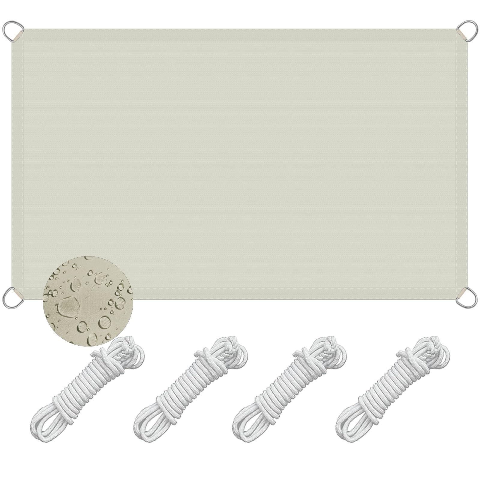 Voile d'ombrage beige pour grand jardin ombragé et repas en extérieur de 4x10m