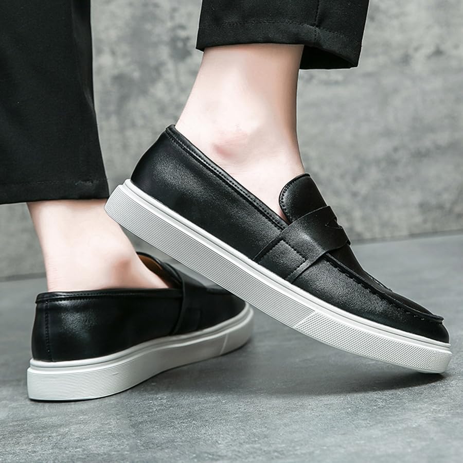 Men's Casual Dress Loafers & Slip-Ons Shoes Classic Hands Free Penny Formal Loafers Lightweight PU Leather Round Toe, Non Slip Business Shoes3