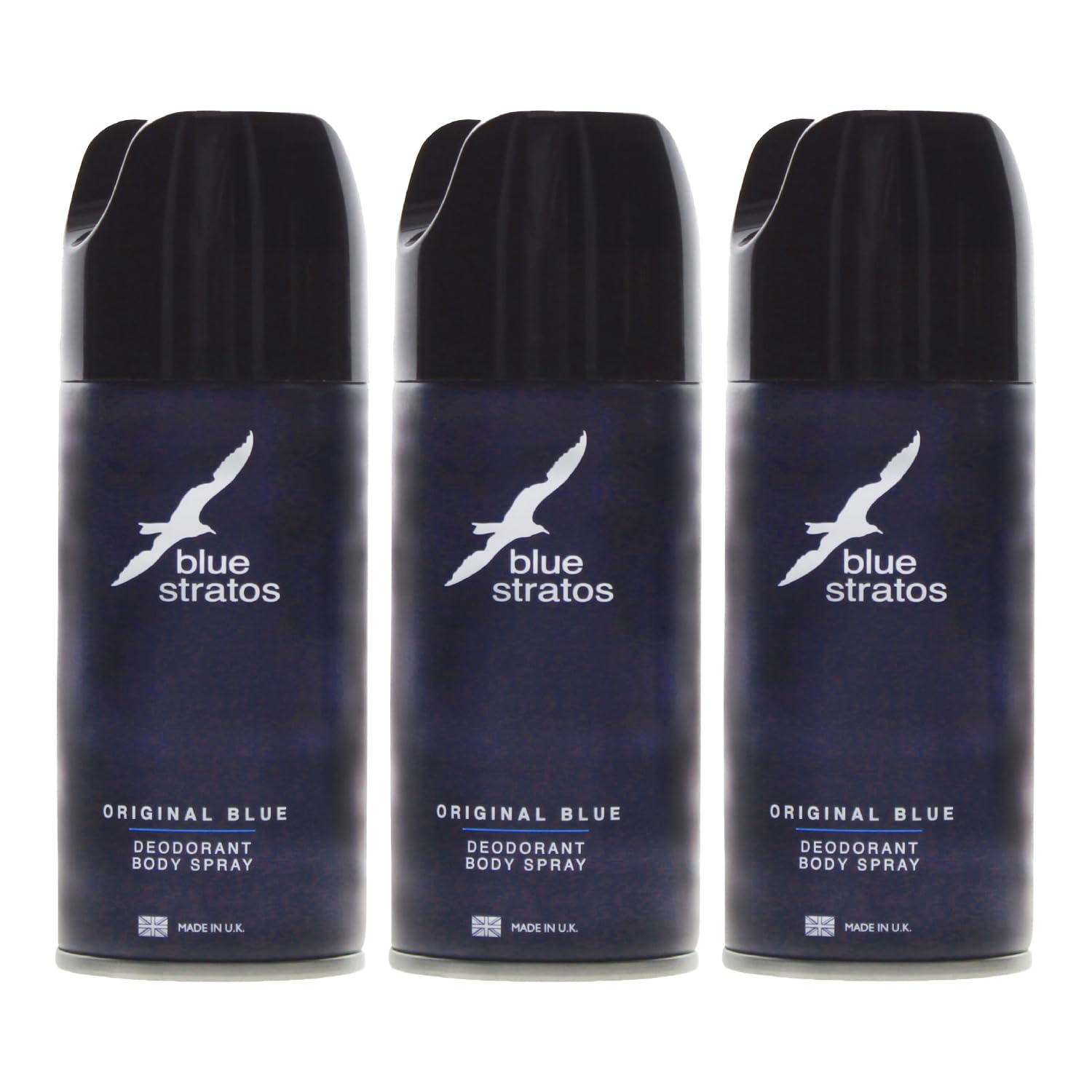 Blue StratosMens Gents Body Spray Deodorant Original Blue 150ml 3 Pack