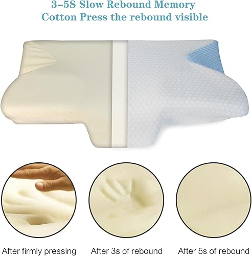 Miniatura 6 de Almohadas de espuma viscoelástica, almohada cervical para dormir de lado, espalda, boca abajo, almohadas cervicales ergonómicas para aliviar