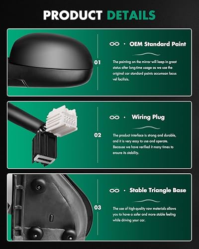 Miniatura 4 de SCITOO Espejo retrovisor lateral izquierdo para 2007-2013 para Chevy para GMC Avalanche Silverado 1500 Suburban 1500 2500 señal de giro calentada