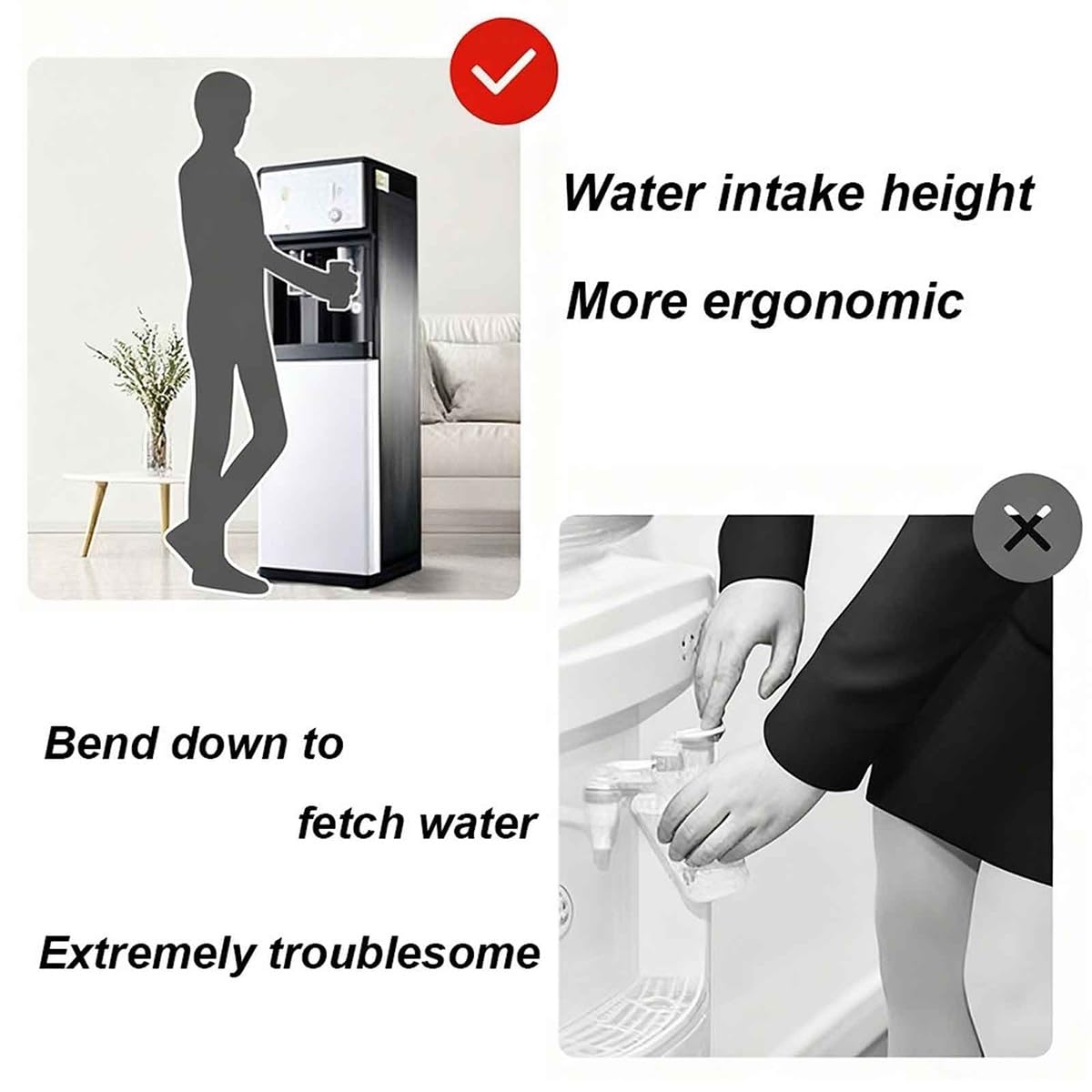 Standgerät Wasserspender, Direkttrinkwasserspender Wasser Spender Automat Chauffe En 3 Secondes 3 Niveaux De Température Kindersicherung Ideal Zuhause Und Büro Kaffee Tee Bar Oder Wohnheim