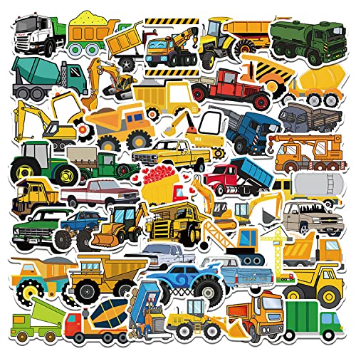 Funny Truck Stickers For Kids, 50 Pcs Engineering Vehicle Vinyl Waterproof Water Bottle Stickers Laptop Aesthetic Skateboard Computer Phone Hydroflask Crossing Stickers For Teens,Girls,Kids #TOP29