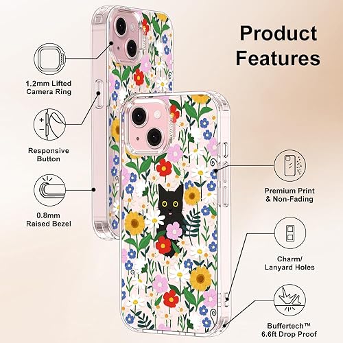 Miniatura 6 de MOSNOVO Buffertech - Funda compatible con iPhone 15 Plus, impacto de caída de 6.6 pies, tecnología antidesprendimiento, funda transparente de