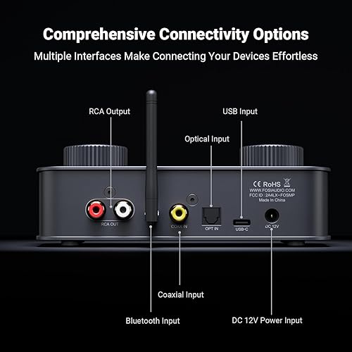 Miniatura 4 de Fosi Audio K7 DAC - Amplificador para auriculares, convertidor de audio digital a analógico USB C de escritorio para espacio de trabajo y PC para
