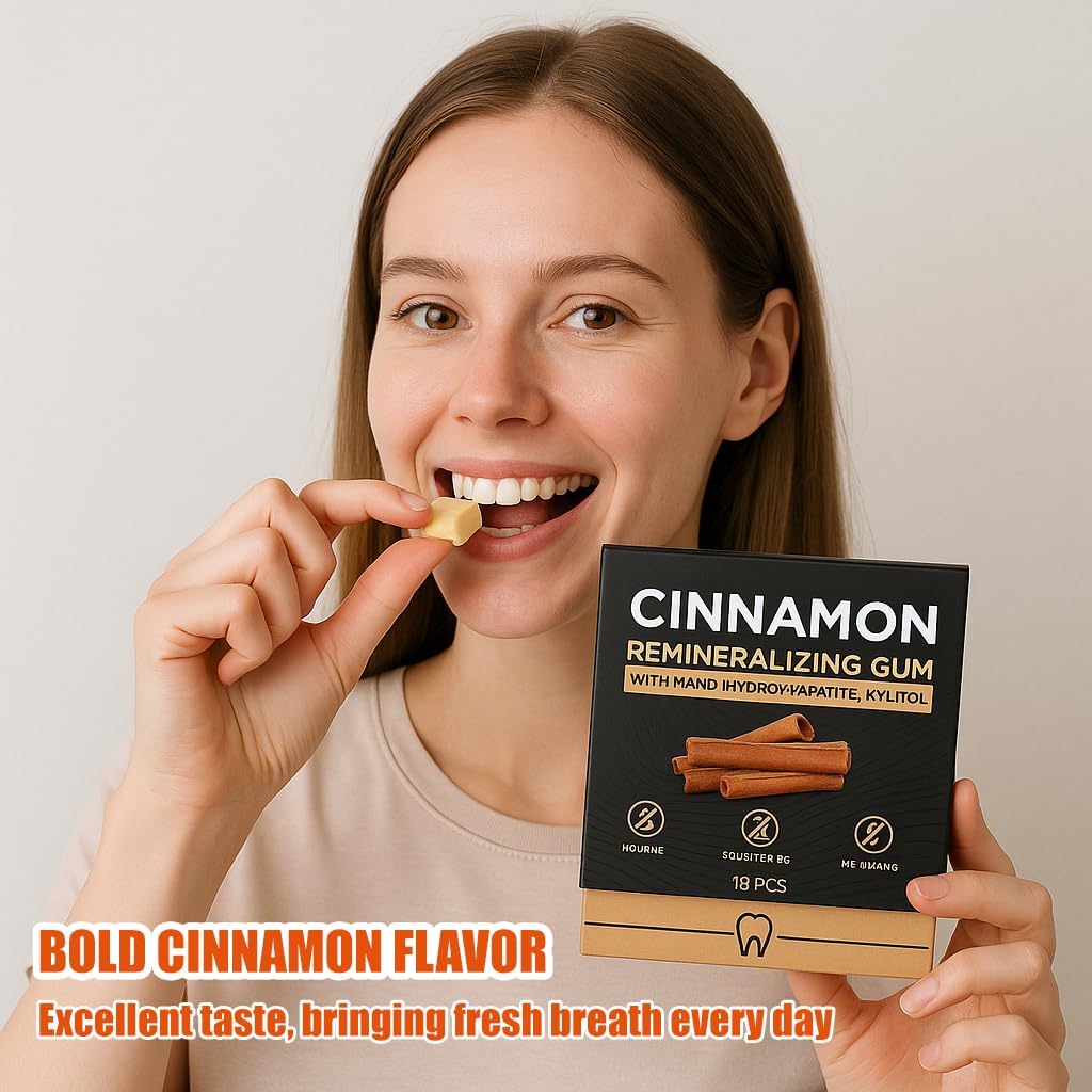 Cinnamon Remineralizing Gum with Nano Hydroxyapatite, Sugar-Free Xylitol and Tree Sap Blend for Daily Oral Freshness, Chewing Gum for Advanced Enamel Protection, No Gluten (2) - Image 5