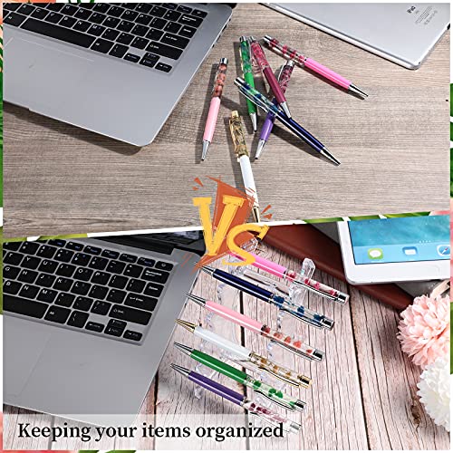 Jetec 2 Pieces Plastic Pen Holder Stand 6-Slots Pencil Display Makeup Brush Rack Organizer Vertical Pencil Show Tool Rack Acrylic Pen Holder for Office Home(Clear) - Image 4