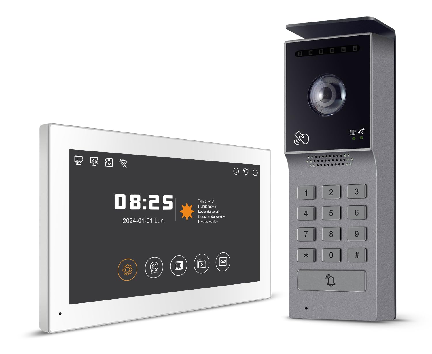 Visiophone Filaire Connecté à 2 Fils,Interphone Vidéo IP WiFi avec 7'' écran Tactile,Résolution 1080P,Unlock à Distance Via APP/IC Cartes,Audio Bidirectionnel, NO/NC Verrouillage de Porte