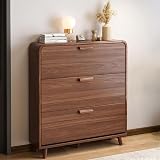 Slim Shoe CabinetWooden Shoe Storage with Flip Drawers & Adjustable ShelfHidden HighTop Shoes Rack for Hallway & EntranceWalnut Finish 24in/60cm 1 Tier - 1