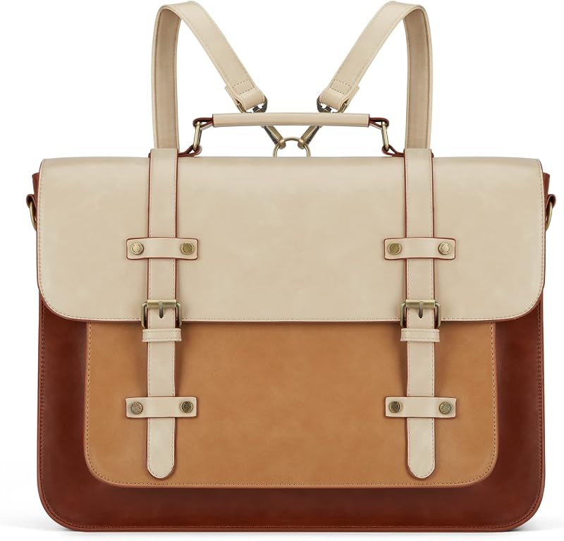 ECOSUSI Bolso para computadora portátil para Mujer Bolso Mensajero de Cuero Vegano Maletín de Moda Bolso Satchel para computadora