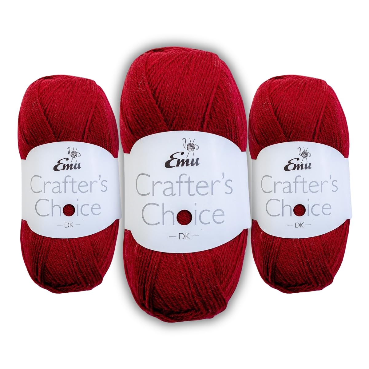Emu Crafter's Choice DK Everyday Acrylic Yarn 100g Balls 300m, Pack of 3, Burgundy - 016