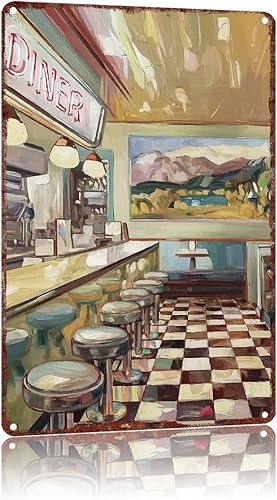 Letreros de metal retro para restaurante vintage, letrero de aluminio retro para cocina, oficina, hogar, bar, cafetería, decoración de 8 x 12